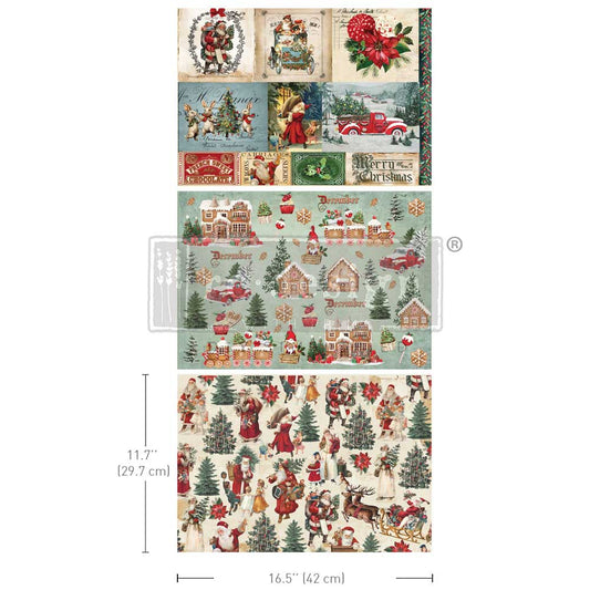 Redesign Decoupage Tissue Paper A3 Santaland Sparkle