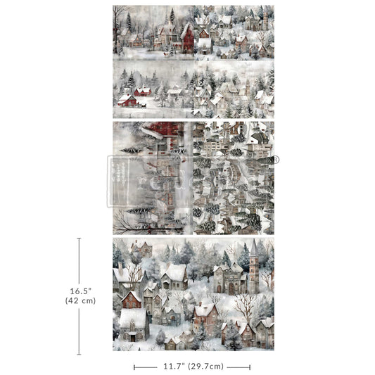 Redesign Decoupage Tissue Paper A3 SILENT NIGHT SNOW VILLAGE