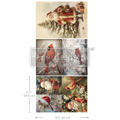 Redesign Decoupage Tissue Paper A3 Festive Cardinal