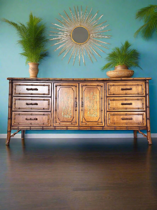 Regency Chic Faux Bamboo "Aloha" Cabinet Sideboard by Dixie