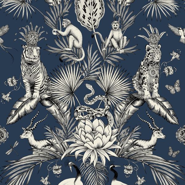 Wallpaper - Menagerie Animal Luxe Navy Belgravia 1 METRE