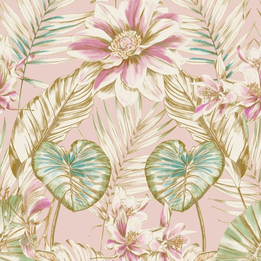 Wallpaper - WILD LILLIES PINK AND GOLD 1 METRE