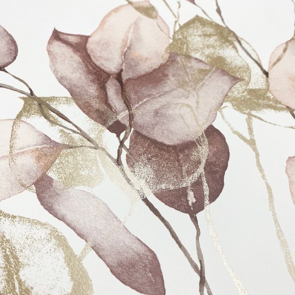 Wallpaper -  EUCALYPTUS LEAVES BLUSH AND GOLD 1M