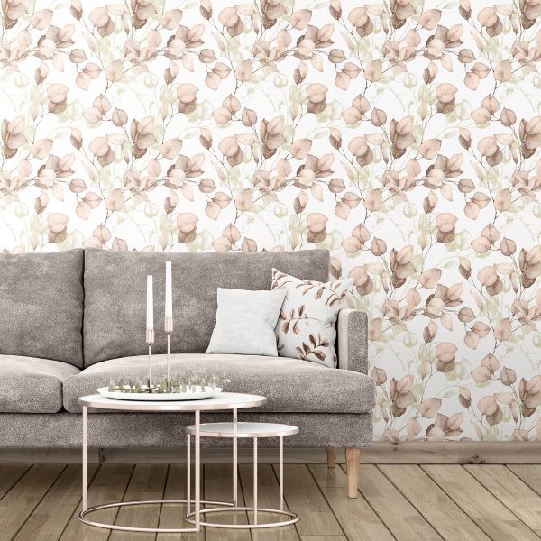 Wallpaper -  EUCALYPTUS LEAVES BLUSH AND GOLD 1M