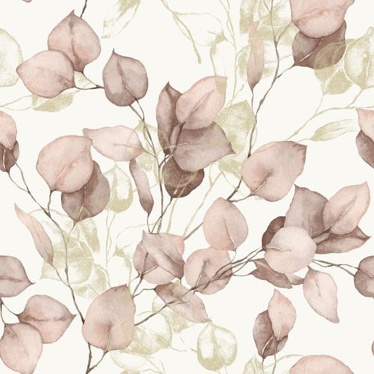 Wallpaper - EUCALYPTUS LEAVES BLUSH AND GOLD 1M