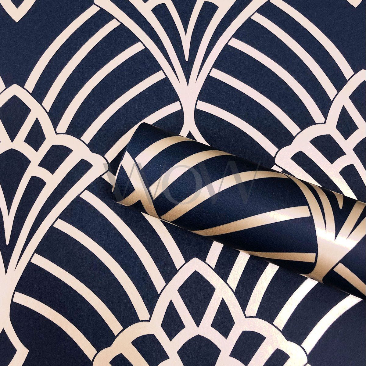 Wallpaper - ART DECO WALDORF NAVY/GOLD 1 METRE