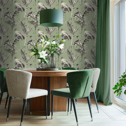 Wallpaper - AZZURRA LEAF SAGE GREEN 1 METRE