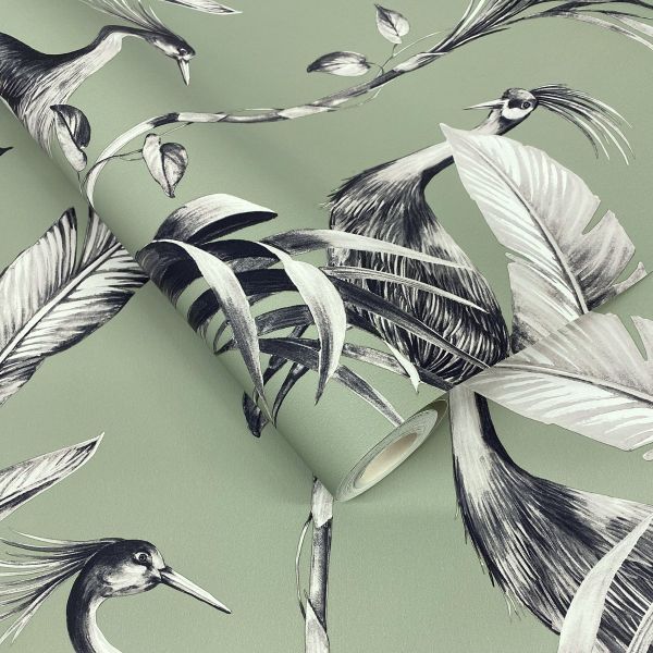 Wallpaper - AZZURRA LEAF SAGE GREEN 1 METRE