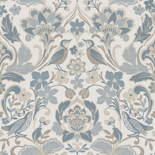 Wallpaper -  FOLK FLORAL SOFT BLUE 1 METRE