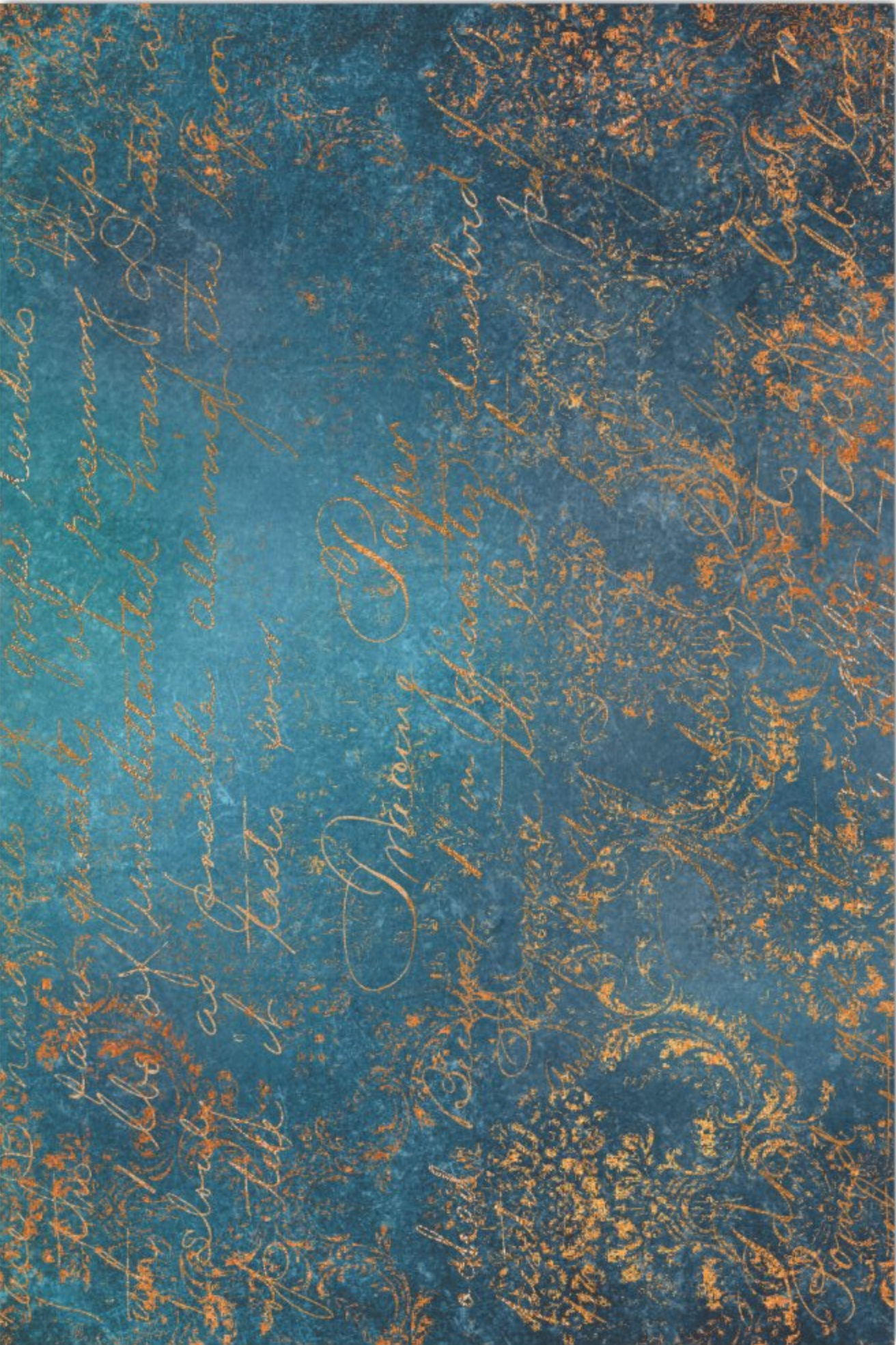 Decoupage Tissue Paper - PATINA AND COPPER CALLIGRAPHY
