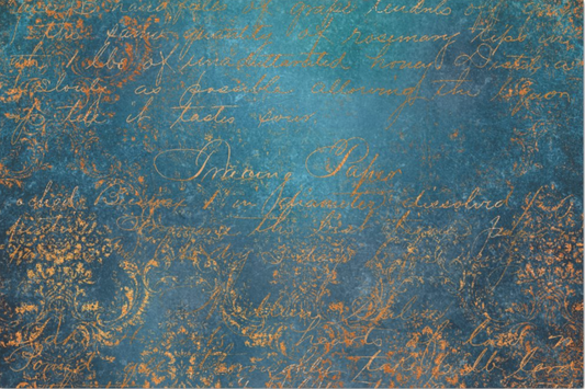 Decoupage Tissue Paper - PATINA AND COPPER CALLIGRAPHY