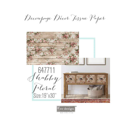 Redesign Decoupage Decor Tissue Paper - SHABBY FLORAL | redesign-decoupage-decor-tissue-paper-shabby-floral | Redesign with Prima
