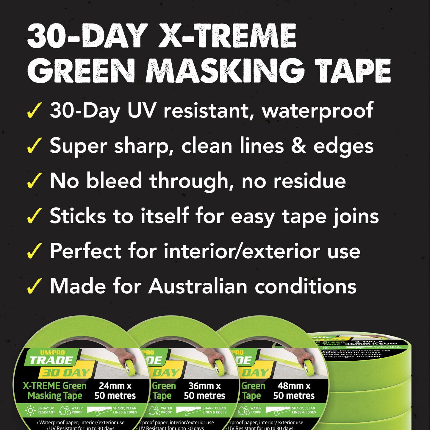 UNi-PRO Trade 30 Day X-TREME Green Masking Tape
