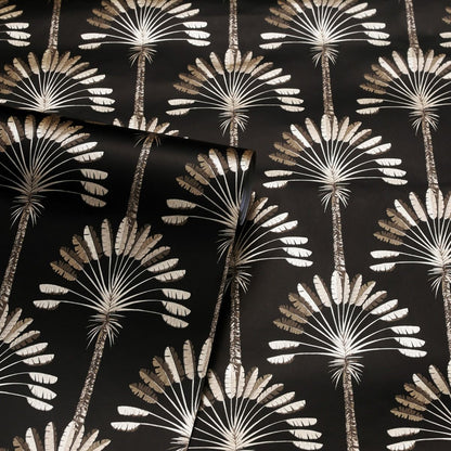 Wallpaper -  PALM PALACE BLACK AND GOLD 1 METRE
