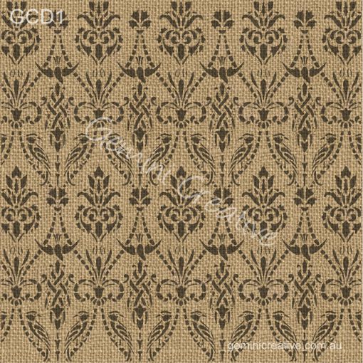 Gemini Stencil BIRD DAMASK 35cm wide | birddamaskstencil-35cmwide | Gemini Creative