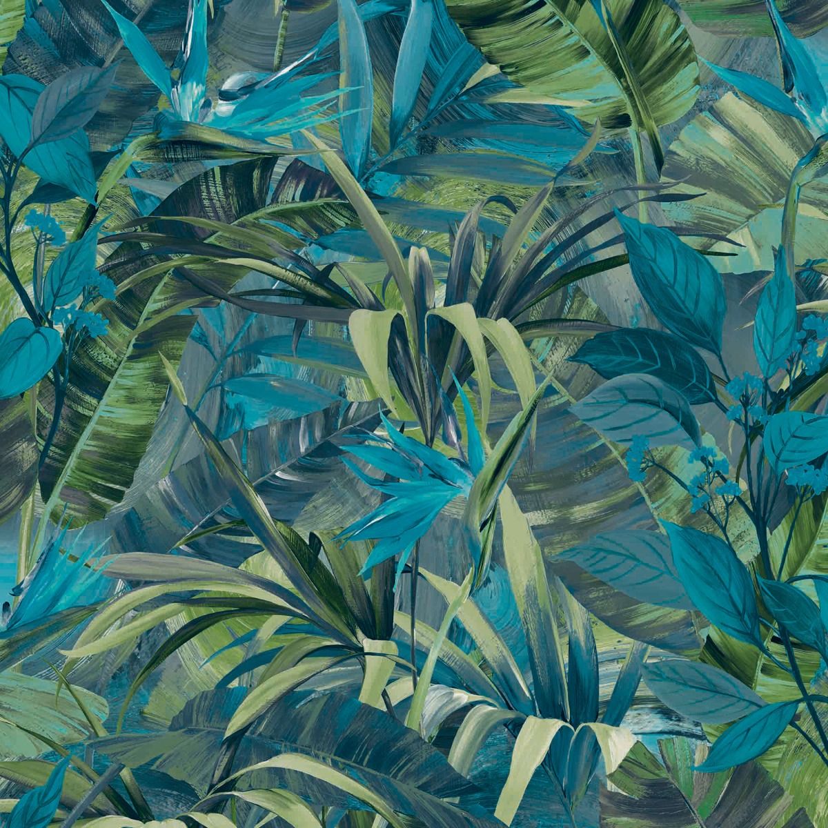 Wallpaper - JUNGLE FEVER PARADISE FLOWER BLUE GRANDECO 1 METRE